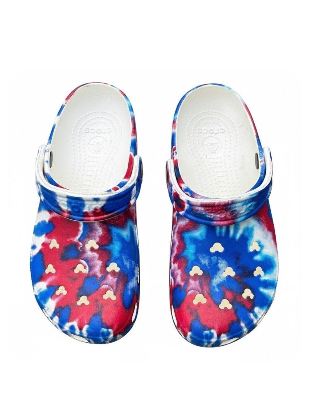 Crocs Disney Mickey Mouse Tie-Dye Patriotic Americana Clogs - Size 7